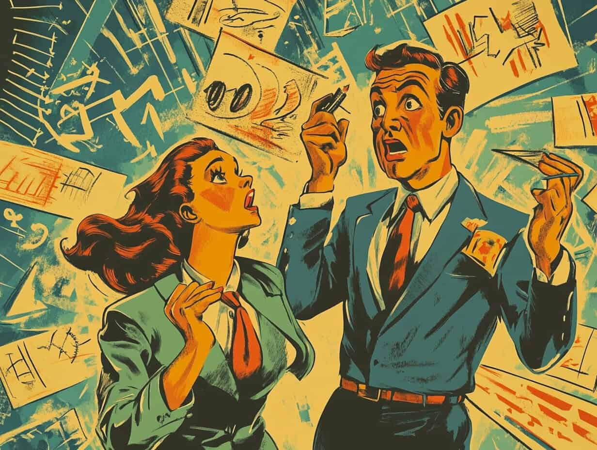 Vintage propaganda poster with GOP members refusing math in a humorous setting.