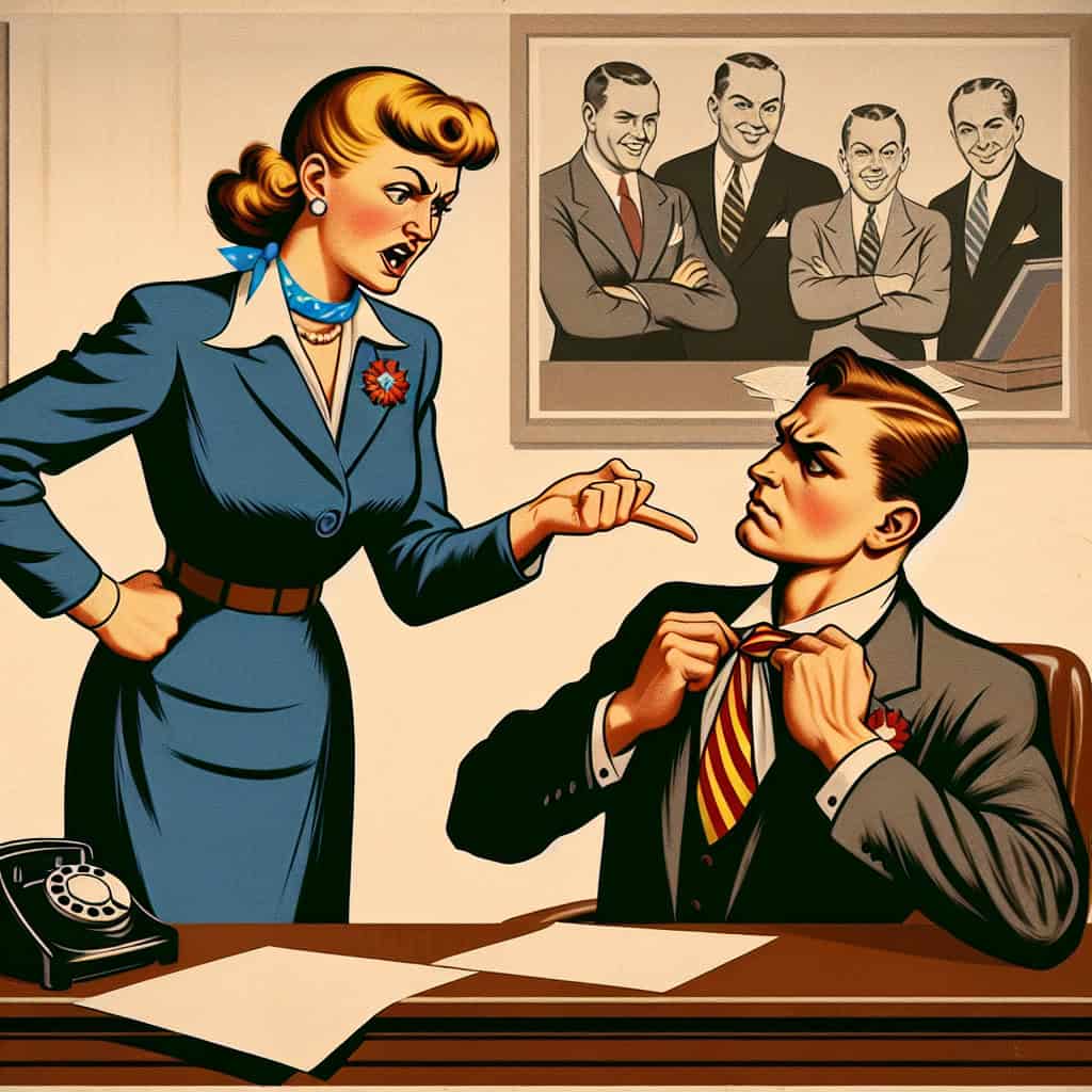A vintage propaganda poster style illustration featuring Hillary Clinton looking frustrated with a backdrop subtly inspired by political tensions reminiscent of 2016.