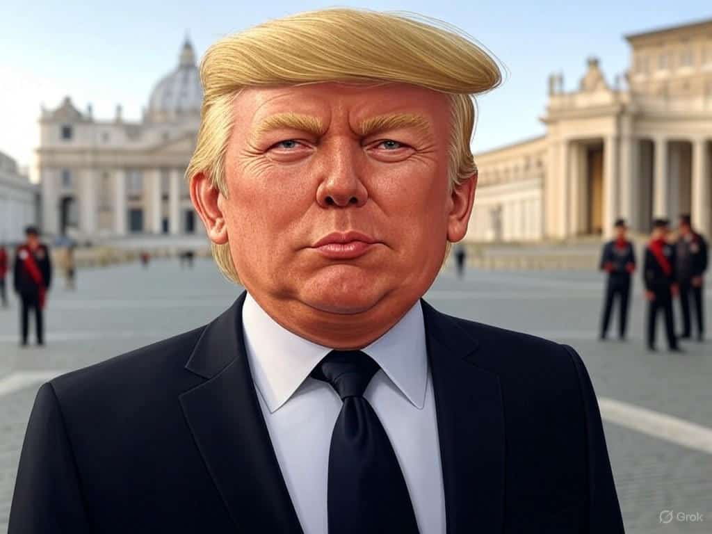 Donald Trump during his European adventure, symbolizing a lesson in liberal irony