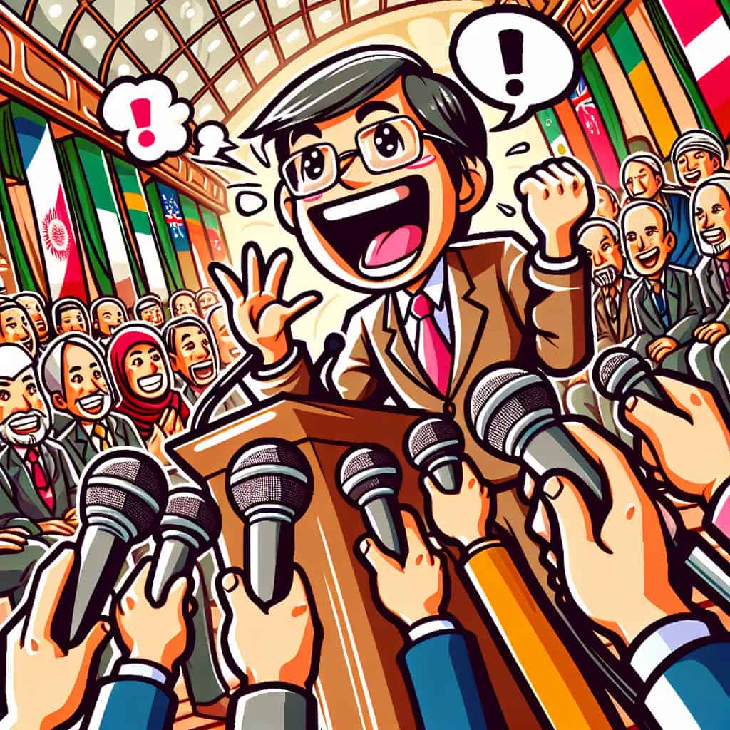 Cartoon of Donald Trump at a chaotic cabinet meeting, causing shock and dismay among left-wing critics.