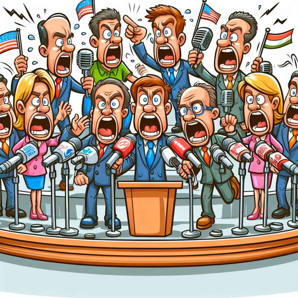 Cartoon-style image depicting Senator Lisa Murkowski in a tense Senate setting, styled like MAD Magazine's Mort Drucker.