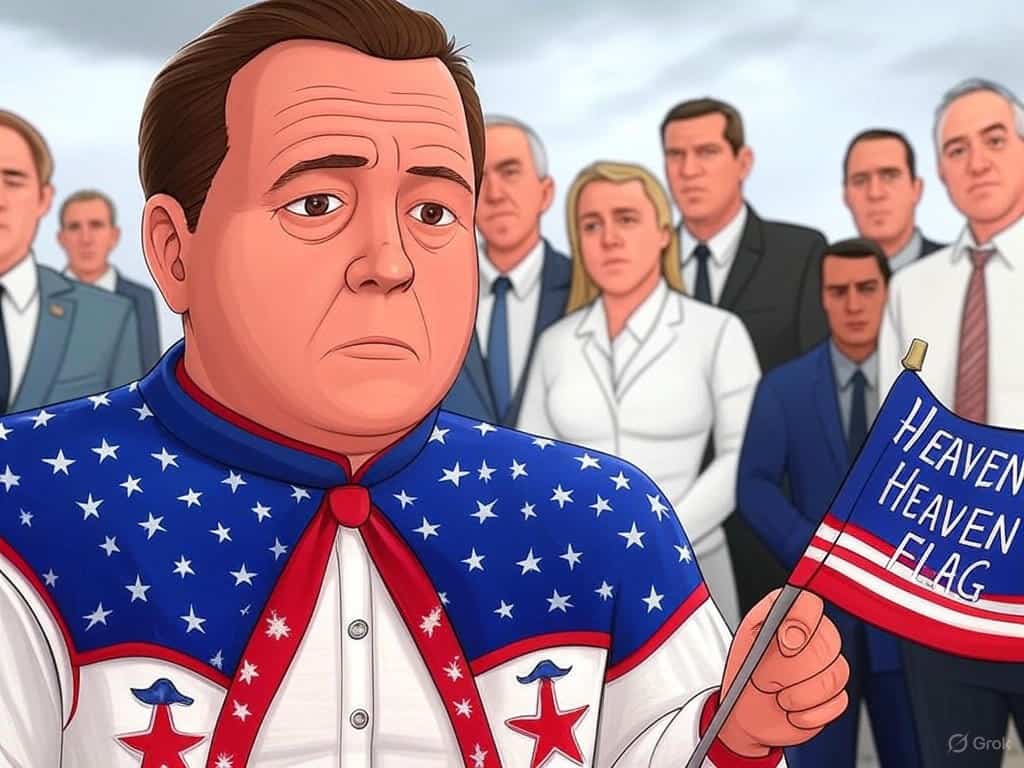 Political cartoon showing liberals in tears over the 'Appeal to Heaven' flag flying at the SBA, with a conservative character laughing in the background