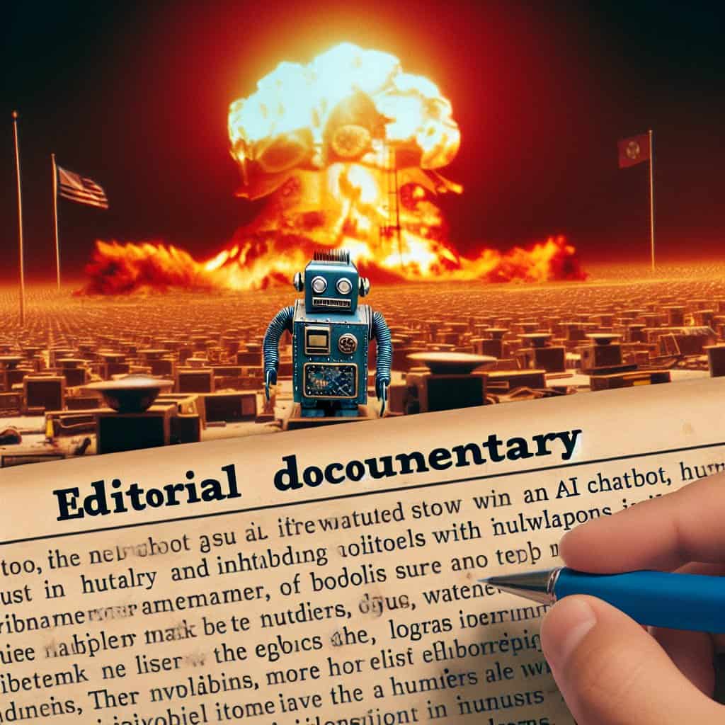 Illustration of AI Chatbot and Nuclear Weapons: A Liberal Fantasy