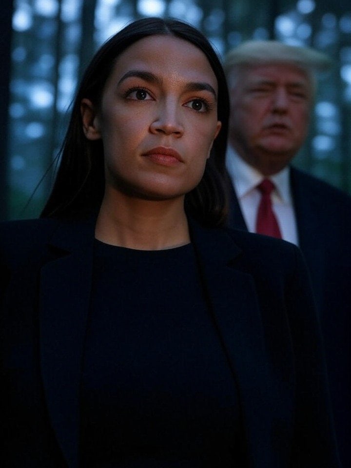 Illustration of AOC's Fantasy Land: Trump as the 'Big Bad'