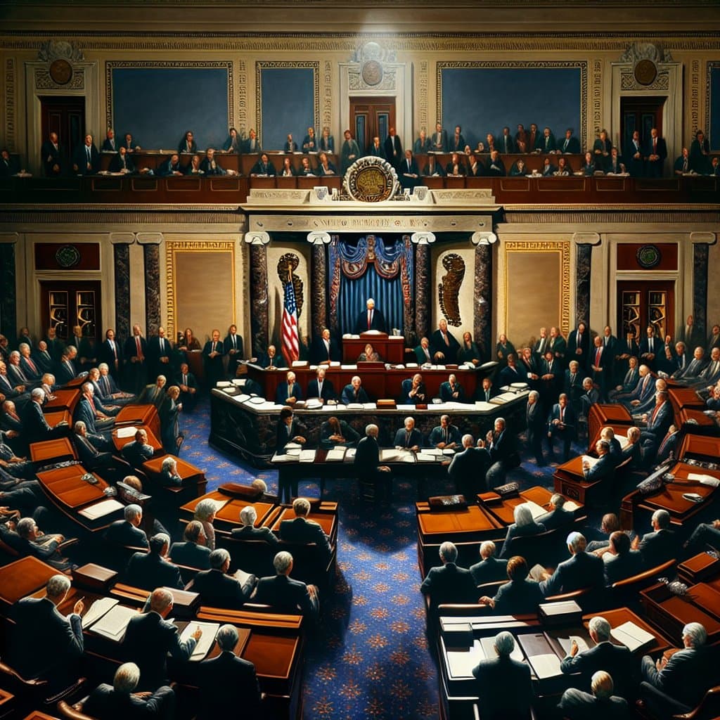 Illustration of Senate GOP Blocks Dems' War Powers Resolution to Check Trump