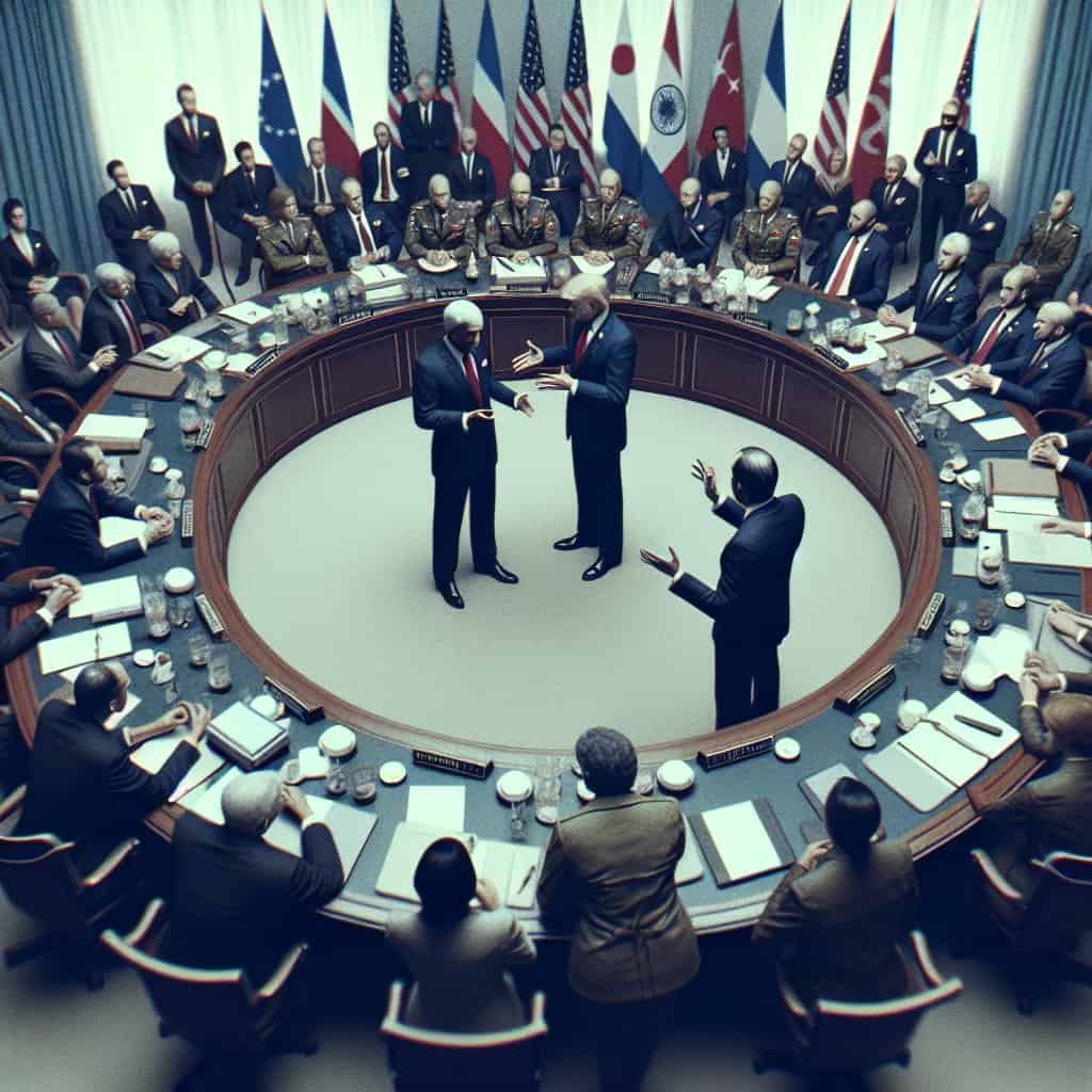 Illustration of Trump's Strait Talk: Allies Balk at Hormuz