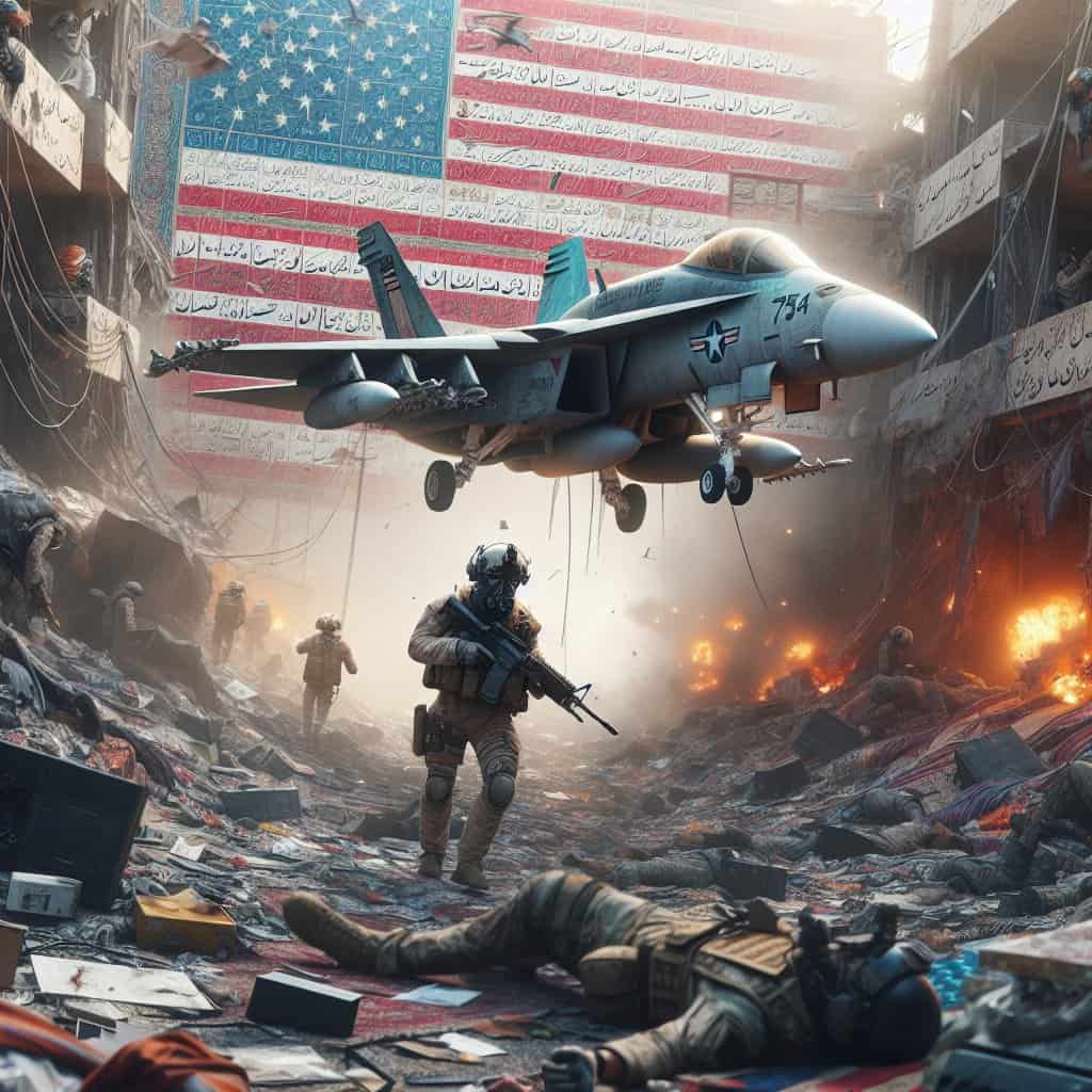 Illustration of U.S. Jet Downed Over Iran: Chaos or Coincidence?