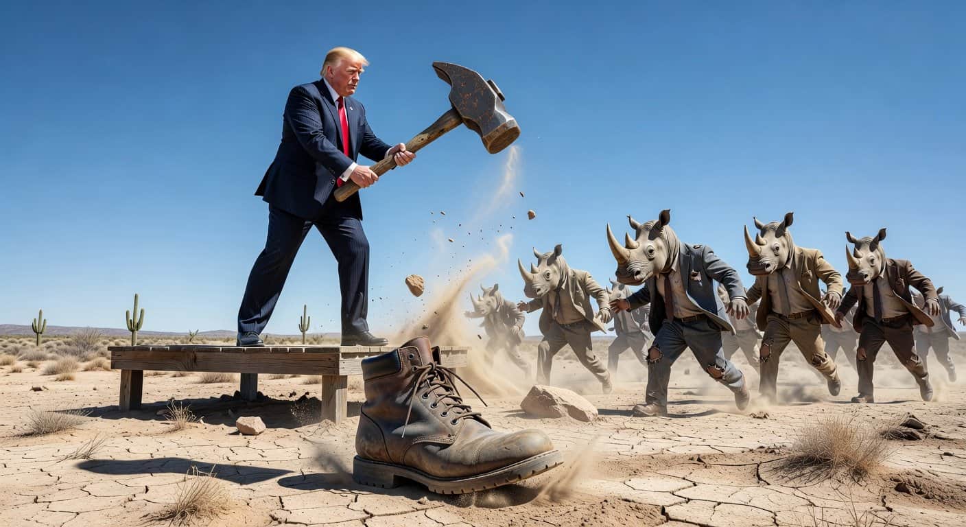 Illustration of Trump's Hammer Drops: RINOs Get the Boot in GOP Primaries
