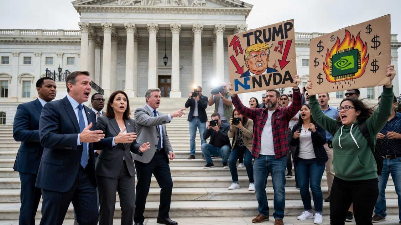Illustration of Dem Hypocrisy Exposed in Trump Nvidia Stock Attack